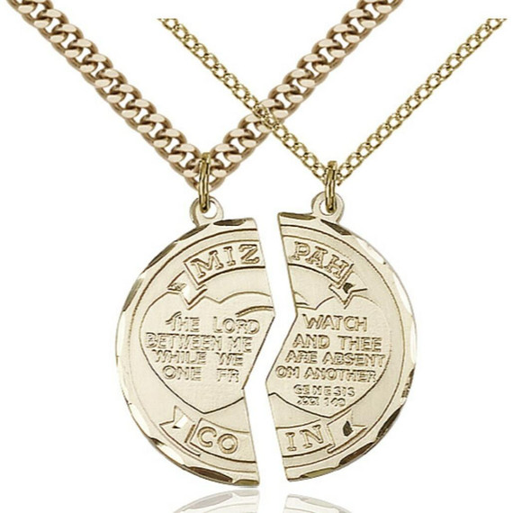 Large Army Mizpah Medal Necklaces - 14kt Gold Pendant On 18 and 24 Chains 2012