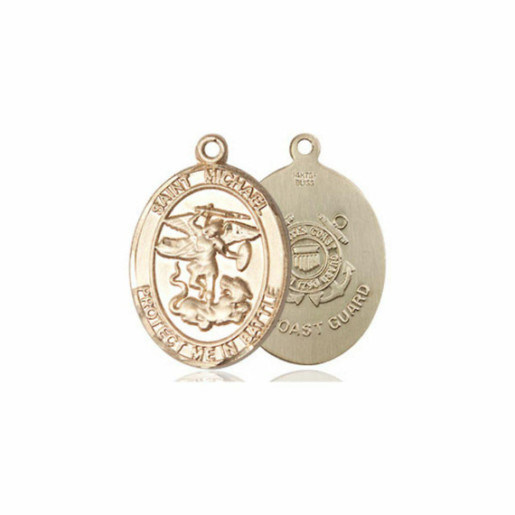 St Michael Coast Guard Medal - 14kt Gold 3/4 x 1/2 Oval Pendant 1172