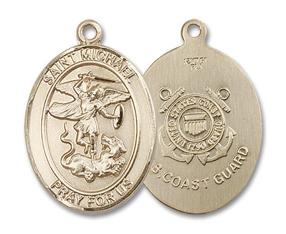 St Michael Coast Guard Medal - 14kt Gold Oval Pendant 3 Sizes