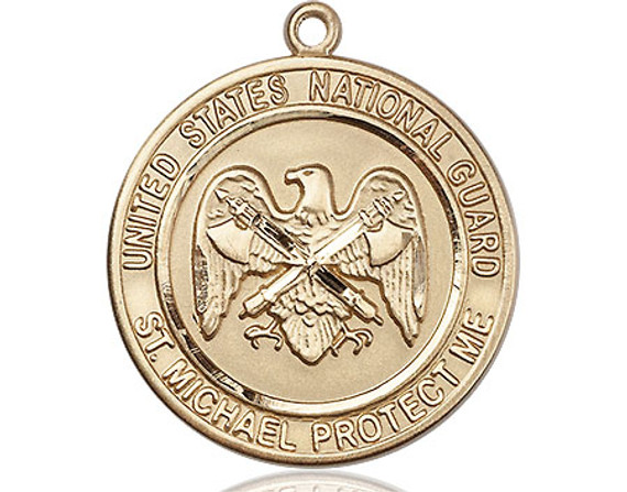 St. Michael National Guard Medal - 14kt Gold Round Pendant (2 Sizes)