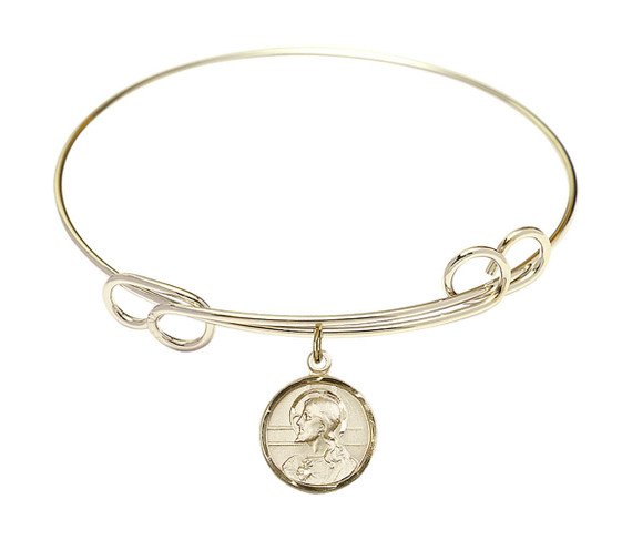 Scapular Double Loop Bangle Bracelet - Gold-Filled Charm