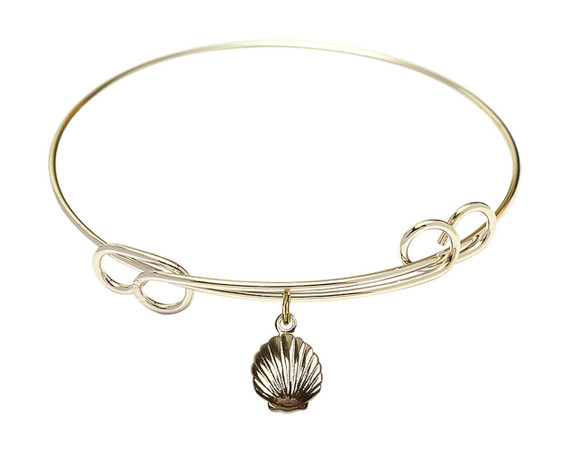 Shell Double Loop Bangle Bracelet - Gold-Filled Charm