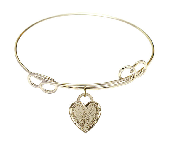 Miraculous Heart Double Loop Bangle Bracelet - Gold-Filled Charm
