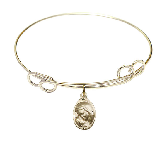 Madonna And Child Double Loop Bangle Bracelet - Gold-Filled Charm