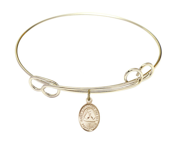 St Katharine Drexel Double Loop Bangle Bracelet - Gold-Filled Charm 9015GF