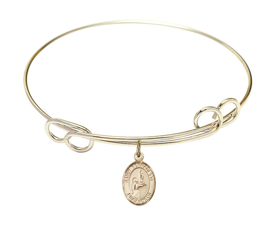 St Bernadette Double Loop Bangle Bracelet - Gold-Filled Charm 9017GF