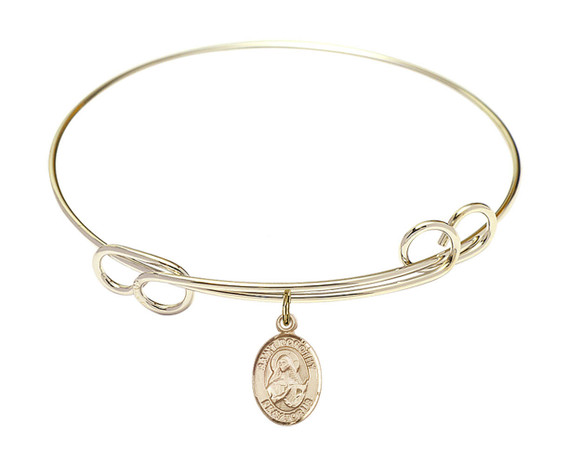 St Dorothy Double Loop Bangle Bracelet - Gold-Filled Charm 9023GF