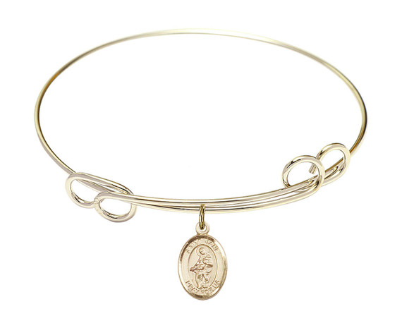 St Jane of Valois Double Loop Bangle Bracelet - Gold-Filled Charm 9029GF