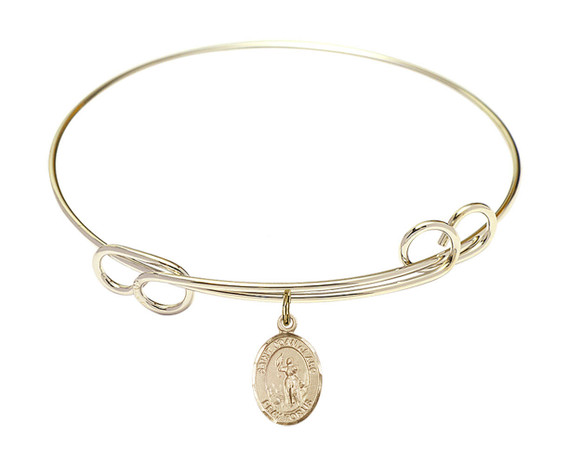 St Joan of Arc Double Loop Bangle Bracelet - Gold-Filled Charm 9053GF