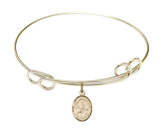 St John of God Double Loop Bangle Bracelet - Gold-Filled Charm 9112GF