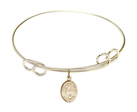 St Leo The Great Double Loop Bangle Bracelet - Gold-Filled Charm 9120GF