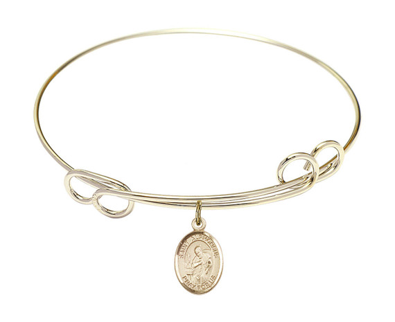 St Alphonsus Double Loop Bangle Bracelet - Gold-Filled Charm 9221GF