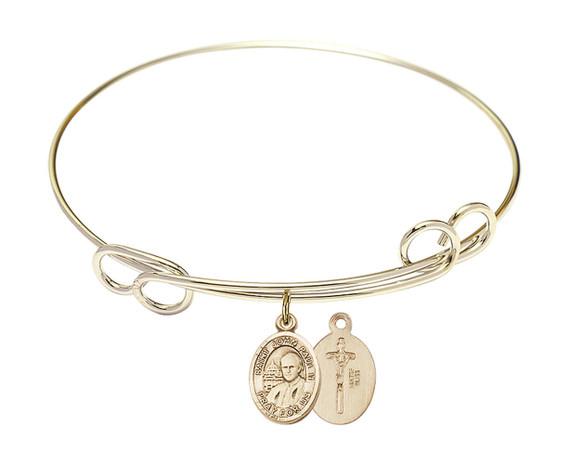 St John Paul II Double Loop Bangle Bracelet - Gold-Filled Charm