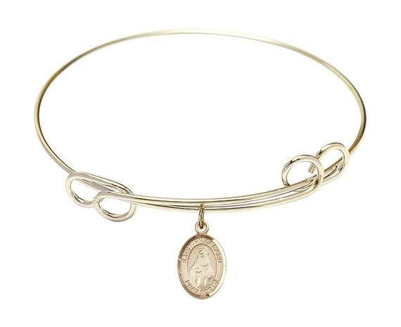 St Hildegard Von Bingen Double Loop Bangle Bracelet - Gold-Filled Charm 9260GF