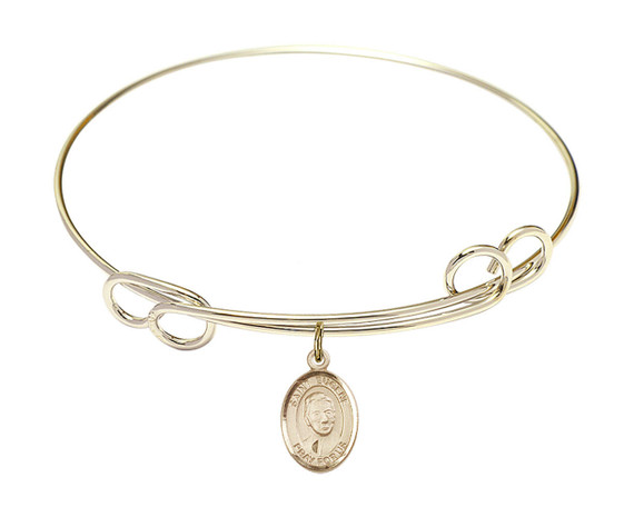 St Eugene De Mazenod Double Loop Bangle Bracelet - Gold-Filled Charm 9266GF