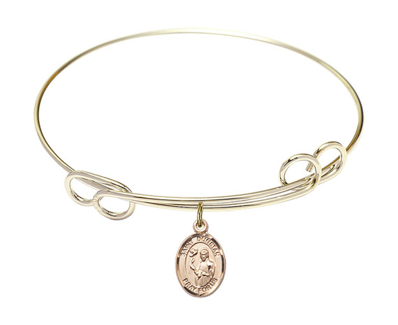 St Dunstan Double Loop Bangle Bracelet - Gold-Filled Charm 9355GF