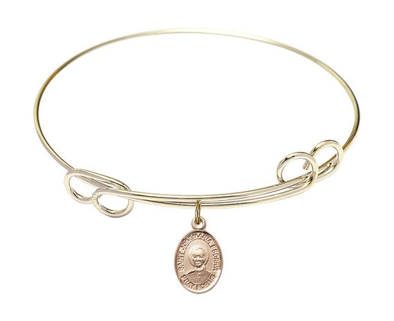 St Josemaria Escriva Double Loop Bangle Bracelet - Gold-Filled Charm 9362GF