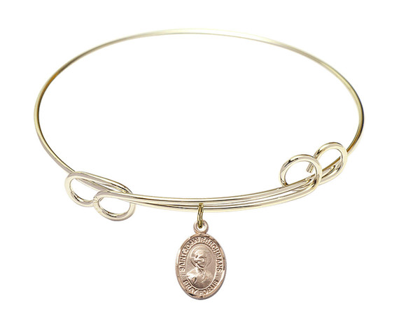 St John Berchmans Double Loop Bangle Bracelet - Gold-Filled Charm 9370GF