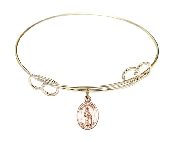 St Anne Double Loop Bangle Bracelet - Gold-Filled Charm 9374GF