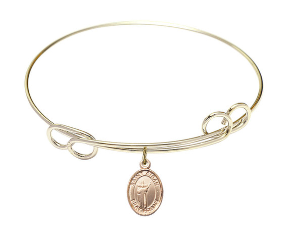 St Aidan of Lindesfarne Double Loop Bangle Bracelet - Gold-Filled Charm 9381GF