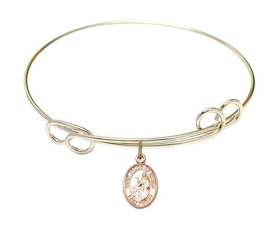 St Jacob of Nisibis Double Loop Bangle Bracelet - Gold-Filled Charm 9392GF