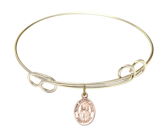 St Jeanne Jugan Double Loop Bangle Bracelet - Gold-Filled Charm 9409GF