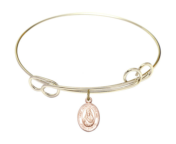 St Jadwigan of Poland Double Loop Bangle Bracelet - Gold-Filled Charm 9434GF