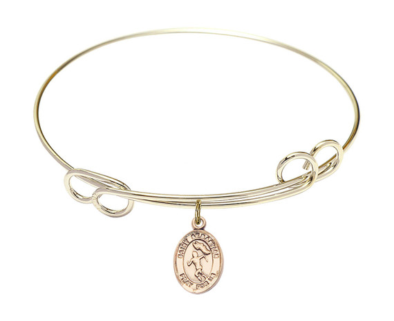 St Sebastian - Track And Field Double Loop Bangle Bracelet - Gold-Filled Charm 9610GF