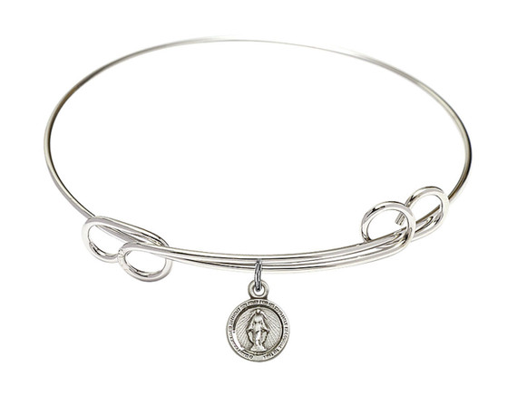 Miraculous Double Loop Bangle Bracelet - Sterling Silver Charm 2342SS