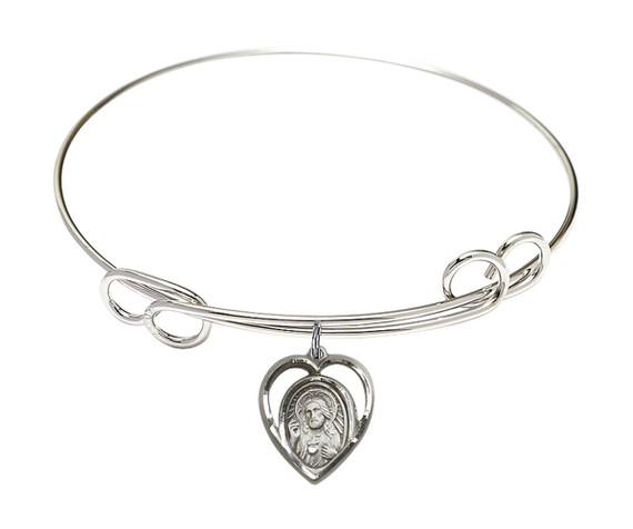 Scapular Double Loop Bangle Bracelet - Sterling Silver Charm 4126SS