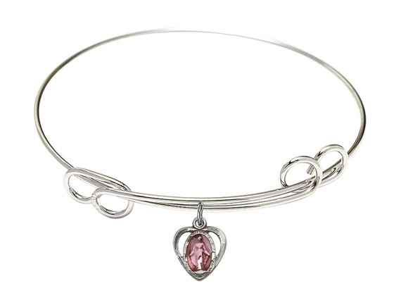 Miraculous Double Loop Bangle Bracelet - Sterling Silver Charm