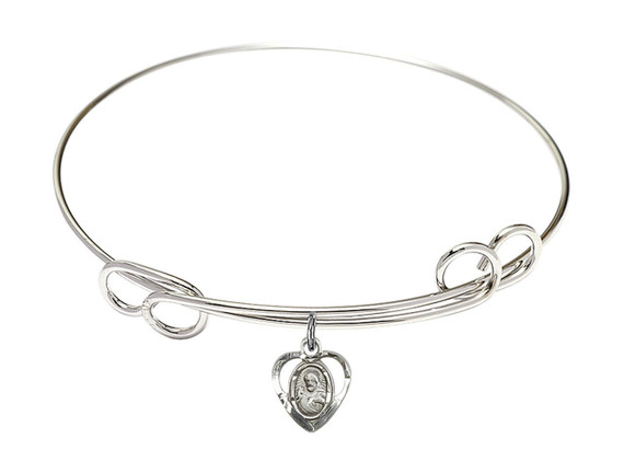 Scapular Double Loop Bangle Bracelet - Sterling Silver Charm 5402SS