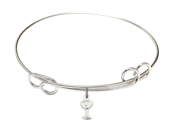 Chalice Double Loop Bangle Bracelet - Sterling Silver Charm