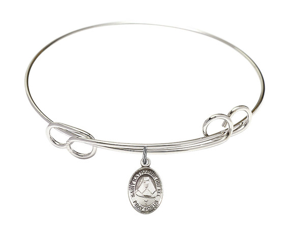 St Katharine Drexel Double Loop Bangle Bracelet - Sterling Silver Charm 9015SS