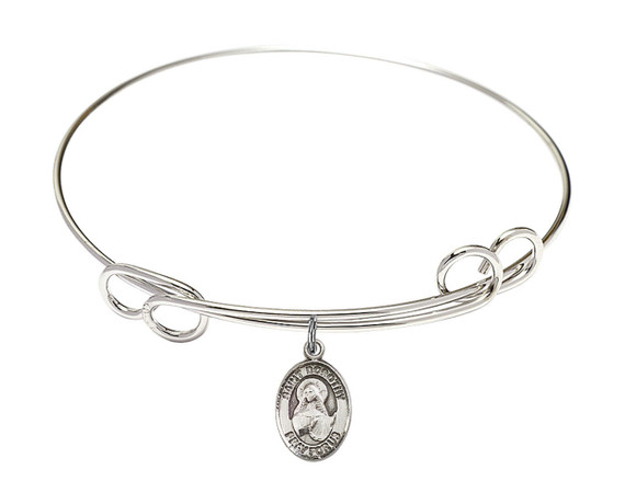 St Dorothy Double Loop Bangle Bracelet - Sterling Silver Charm 9023SS