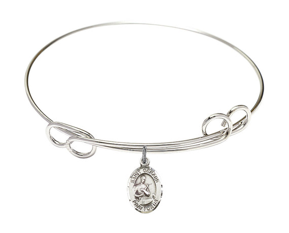 St Gerard Majella Double Loop Bangle Bracelet - Sterling Silver Charm 9042SS