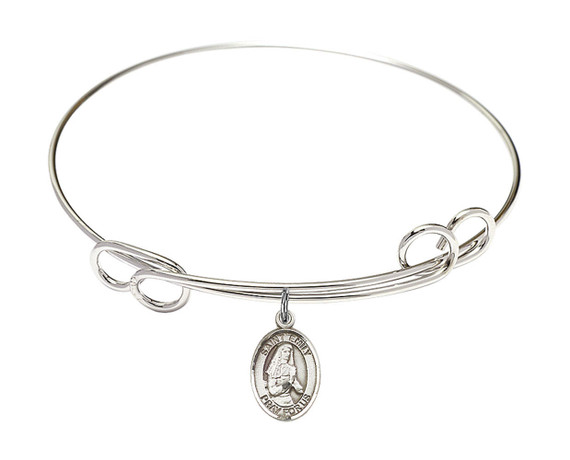 St Emily De Vialar Double Loop Bangle Bracelet - Sterling Silver Charm 9047SS