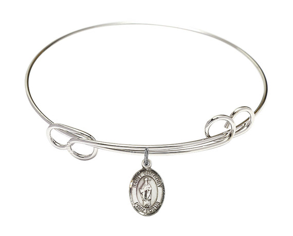 St Gregory The Great Double Loop Bangle Bracelet - Sterling Silver Charm 9048SS
