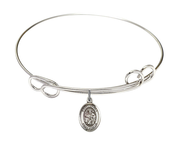 St James The Greater Double Loop Bangle Bracelet - Sterling Silver Charm 9050SS