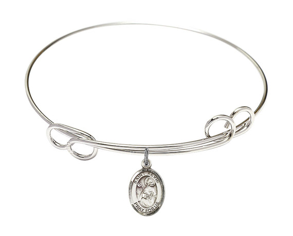 St Kevin Double Loop Bangle Bracelet - Sterling Silver Charm 9062SS