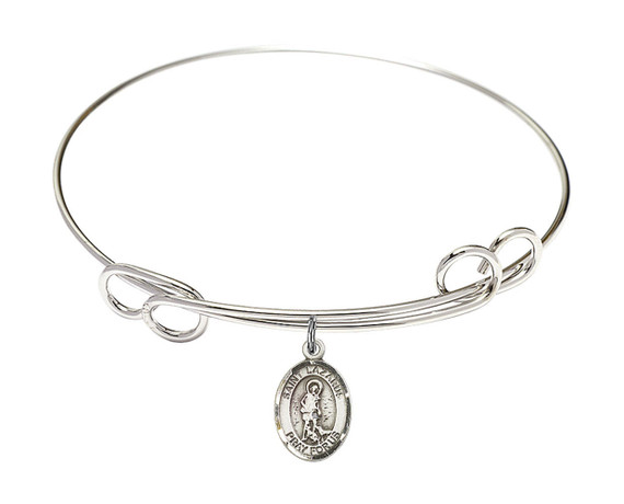 St Lazarus Double Loop Bangle Bracelet - Sterling Silver Charm 9066SS