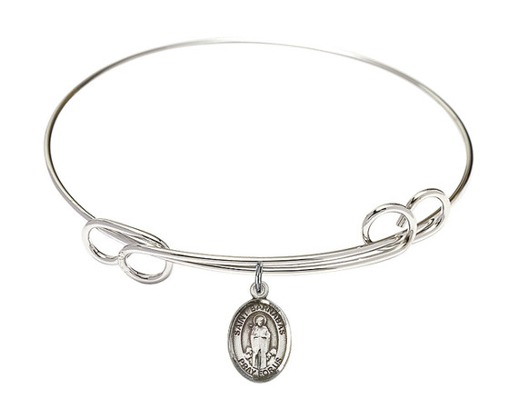 St Barnabas Double Loop Bangle Bracelet - Sterling Silver Charm 9216SS