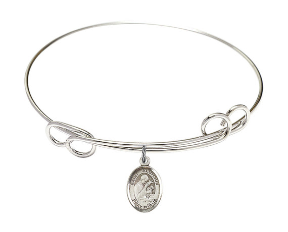 St Aloysius Gonzaga Double Loop Bangle Bracelet - Sterling Silver Charm 9225SS