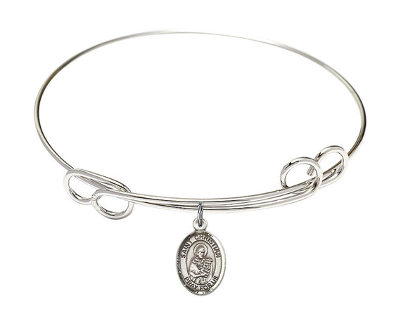 St Christian Demosthenes Double Loop Bangle Bracelet - Sterling Silver Charm 9257SS