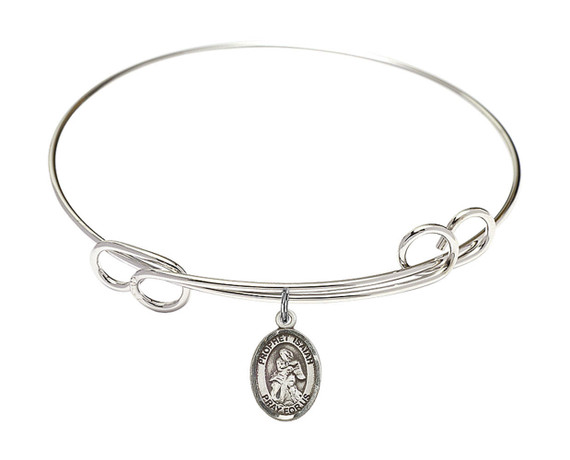 St Isaiah Double Loop Bangle Bracelet - Sterling Silver Charm 9258SS