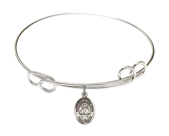 Our Lady of San Juan Double Loop Bangle Bracelet - Sterling Silver Charm 9263SS