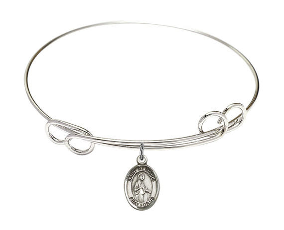 St Remigius of Reims Double Loop Bangle Bracelet - Sterling Silver Charm 9274SS