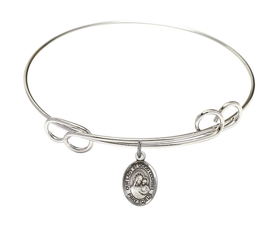 Our Lady of Good Counsel Double Loop Bangle Bracelet - Sterling Silver Charm 9287SS