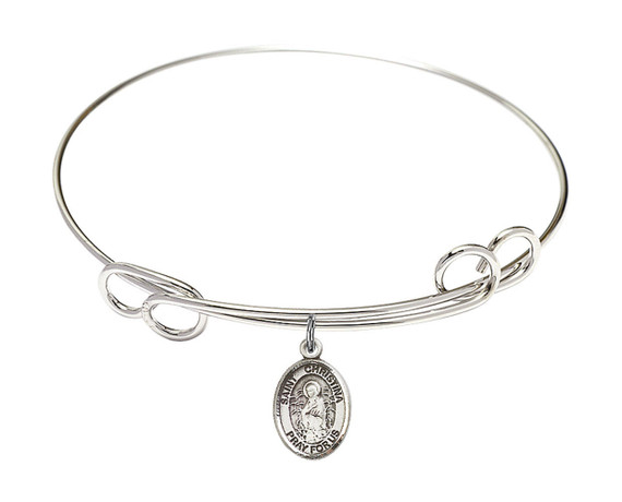 St Christina The Astonishing Double Loop Bangle Bracelet - Sterling Silver Charm 9320SS