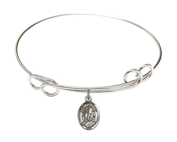 St Polycarp of Smyrna Double Loop Bangle Bracelet - Sterling Silver Charm 9363SS